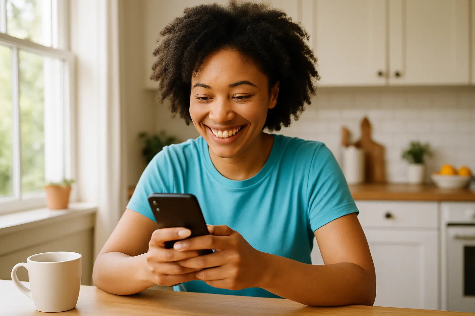 Person smiling while messaging on a smartphone — start dating in Nottinghamshire